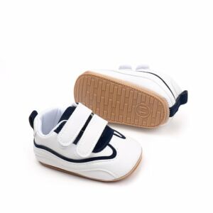 Adidasi albi cu insertii bleumarine - Druly, 3-6 luni (Marimea 18 incaltaminte) 146570248 - Pantofi pentru copii