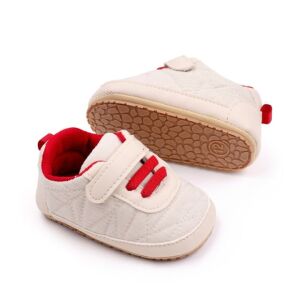 Pantofiori crem cu sireturi rosii pentru baietei, 0-3 luni 146571453 - Pantofi pentru copii