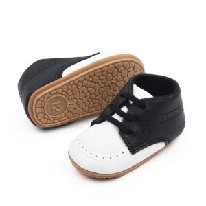Pantofiori albi cu negru cu sireturi din elastic pentru baietei, 6-9 luni (Marimea 19 incaltaminte) 146572315 - Pantofi pentru copii