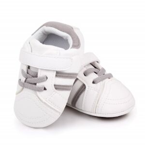 Adidasi albi cu dungi gri, 3-6 luni (Marimea 18 incaltaminte) 146573109 - Pantofi pentru copii