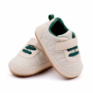 Pantofiori crem cu sireturi verzi pentru baietei, 3-6 luni (Marimea 18 incaltaminte) 146573936 - Pantofi pentru copii