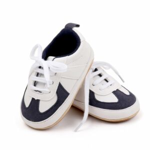 Adidasi albi cu gri petrol pentru baietei, 6-9 luni (Marimea 19 incaltaminte) 146574015 - Pantofi pentru copii