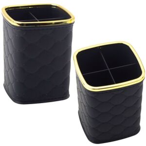 Ecsetrendező, négy rekesszel, fekete, 12 x 9,5 cm – 21950