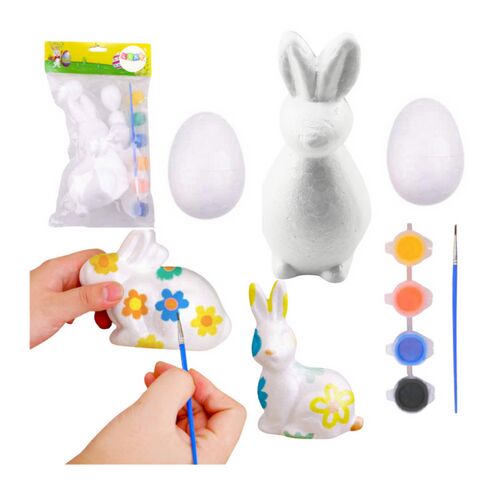 Nyuszi hungarocell dekorációk festőkészlet 2 db tojásfesték 21359