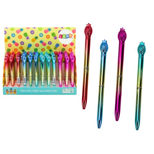 Ananász golyóstoll fényes arany színű kék ​​utántöltő 0,7 mm keverék 19646 146580361