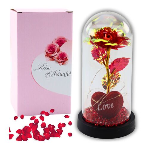 Örökrózsa Üvegben Kristály LED Világító Pillangó Piros 21x11cm 21328 146580733