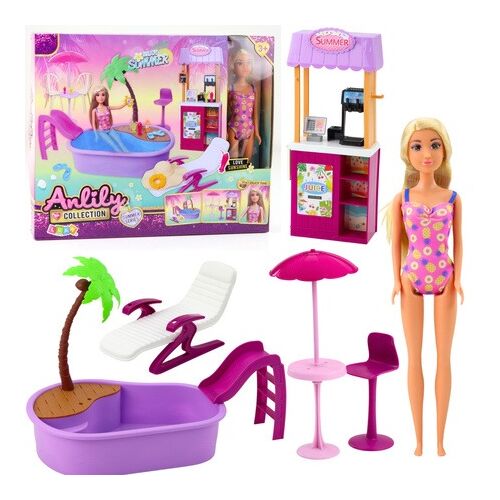 Anlily babakészlet a tengerparton medencével, pálmafával, italtartóval és kiegészítőkkel – 24502 146580930