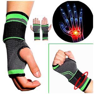 Kompressziós csuklórögzítő állítható pántokkal sportoláshoz és csuklófájdalmak ellen – zöld-fekete (BBM) (BBKM) 146581711 - Csuklópánt