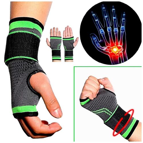 Kompressziós csuklórögzítő állítható pántokkal sportoláshoz és csuklófájdalmak ellen – zöld-fekete (BBM) (BBKM) 146581711