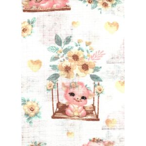 Mintás textil pelenka 1db-os - Boldog malac rózsaszín 146584620 - Textil pelenka