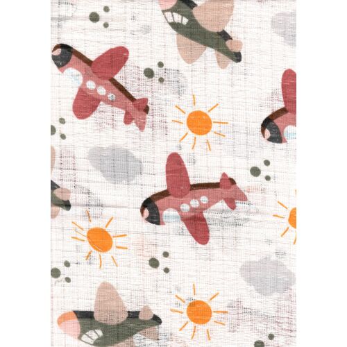 Mintás textil pelenka Repcsik, repülőgépes mintájú baba textilpelenka, puha és nedvszívó - Textil pelenka