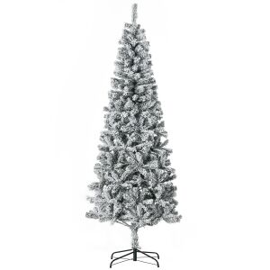 HOMCOM Brad de Craciun de 210 cm Pin artificial acoperit cu plus alb 631 de ramuri