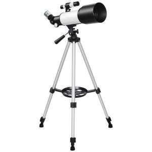 Telescop Astronomic Outsunny 70mm cu 2 Lentile Oculare și Adaptor Smartphone, 80x80x135 cm, Alb și Negru 146589410 - Telescop