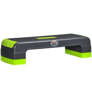 HOMCOM Stepper Aerobic Reglabil pe 3 Înălțimi, Step Fitness din Plastic pentru Antrenament, 78x28x10/15/20 cm, Verde 146589532 - Bănci step