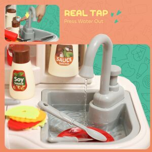 AIYAPLAY Játékkonyha 3-6 éves gyermekeknek 92 kiegészítővel és valósághű hangokkal, PP, PE és ABS anyagú gyermekjáték, 44,5x24x79 cm, zöld 146589965 - Aiyaplay