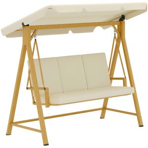 Outsunny 3 személyes kerti hinta tetővel és párnákkal 195x120x170cm bézs 146591564 - Hintaágy