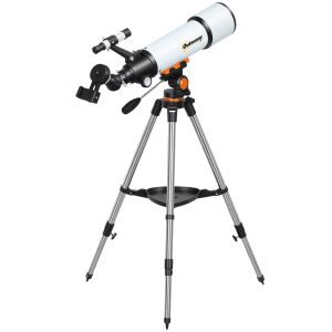 Telescop astronomic 80mm Outsunny cu montură ecuatorială, 2 lentile oculare și adaptor pentru smartphone, 92x92x130 cm, alb și negru 146597973 - Telescop