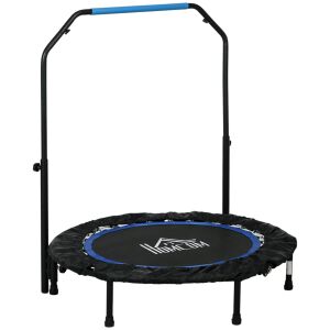 HOMCOM Trambulină Elastică Pliabilă cu Mâner Reglabil, Ø102x99123 cm, Albastru 146598392 - Trambuline de fitness