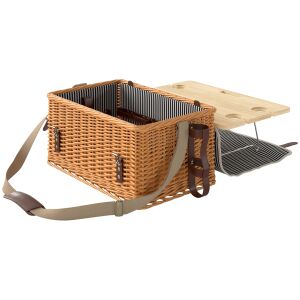 Outsunny 4 személyes piknikkosár fonott asztallal, világosbarna