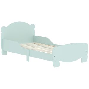 AIYAPLAY Gyerekágy Plüssmackós Fejtámlával és Támasszal, 2 Oldalrácskal, Zöld 146598775 - Ifjúsági ágy