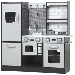 AIYAPLAY fa játékkonyha 3-8 éves gyermekeknek és kiegészítők barna színben 146601854 - Aiyaplay