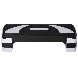 HOMCOM Stepper pentru aerobica reglabil in inaltime 10-15-20 cm, anti-alunecare, Negru si Gri 146603058 - Bănci step