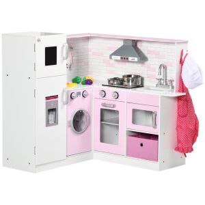 HOMCOM Cucina Giocattolo per Bambini 3-6 Anni a L con Luci e Utensili 146603696 - Babakonyha & Játékkonyha