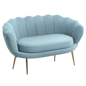 HOMCOM 2 személyes kanapé karfával, modern kanapé párnázott üléssel hálószobába és nappaliba, 130x77x77 cm, kék 146603813 - Nappali bútor