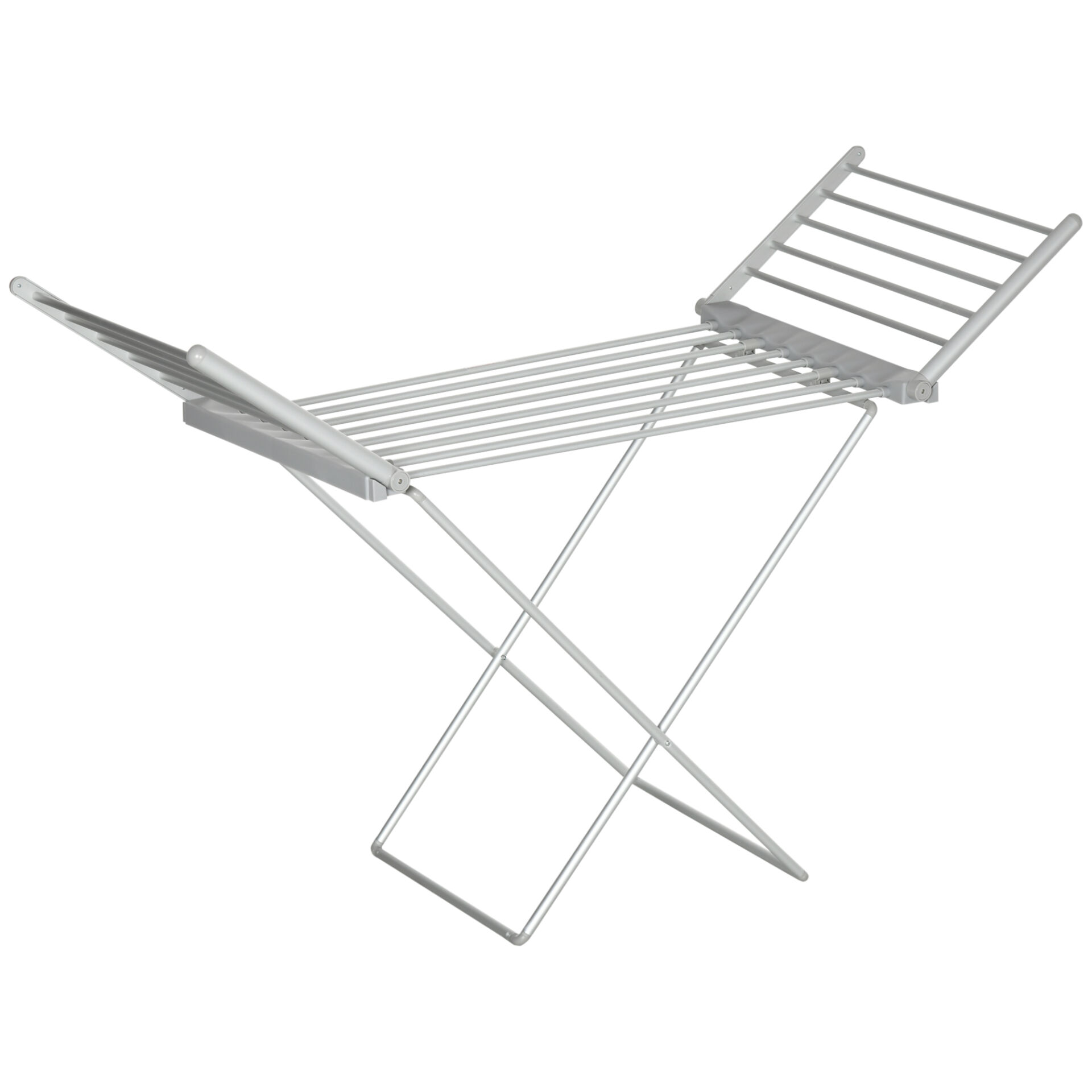 HOMCOM Uscător de Rufe Electric, Suport pentru Uscarea Rufelor cu Încălzire 45-55℃, 144x53x96 cm, Argintiu