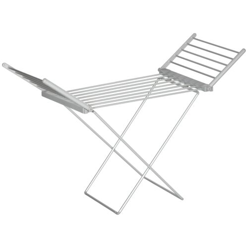 HOMCOM Elektromos Ruhaszárító, Fűtött Ruhaszárító Állvány 45-55℃, 144x53x96 cm, Ezüst 146604030