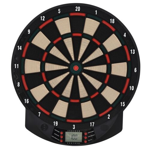 HOMCOM Elektronikus PP Darts Tábla 6 Darts-szal és Pontozótáblával, 44x39,5x2,2cm, Fekete 146604253