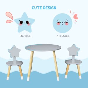 HOMCOM asztalgarnitúra 2 székkel gyerekeknek Legno-ban, 18 éves kortól, 4 éves korig, Grigio 146605271 - Baba & Tipegő