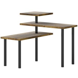 HOMCOM 3-szintes forgó, helytakarékos konyhai polc fából és acélból, 40x10x36,5 cm, rusztikus barna 146605304 - Konyha & Étkezés