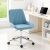 HOMCOM Magasságállítható Irodai Szék 5 Kerekekkel, Szilikon PU-ból, Habból és Acélból, 52x58x80-90 cm, Kék 146605405