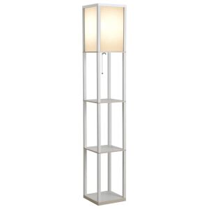 HOMCOM Lampă Modernă de Podea 40W cu 3 Rafturi Integrate și Pedal Alb 146605768 - Lămpi și iluminat