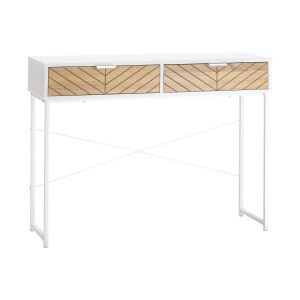 HOMCOM Modern konzol előszobába és nappaliba 2 fémfiókkal 100x30x75cm - fehér 146605910 - Konzolasztal