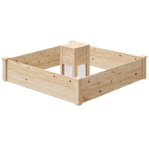 Outsunny Kültéri Virágláda Komposztálóval és Nyitott Talppal Fenyőfából, 123x123x25,5 cm, Natúr Fa 146605881 - Kert