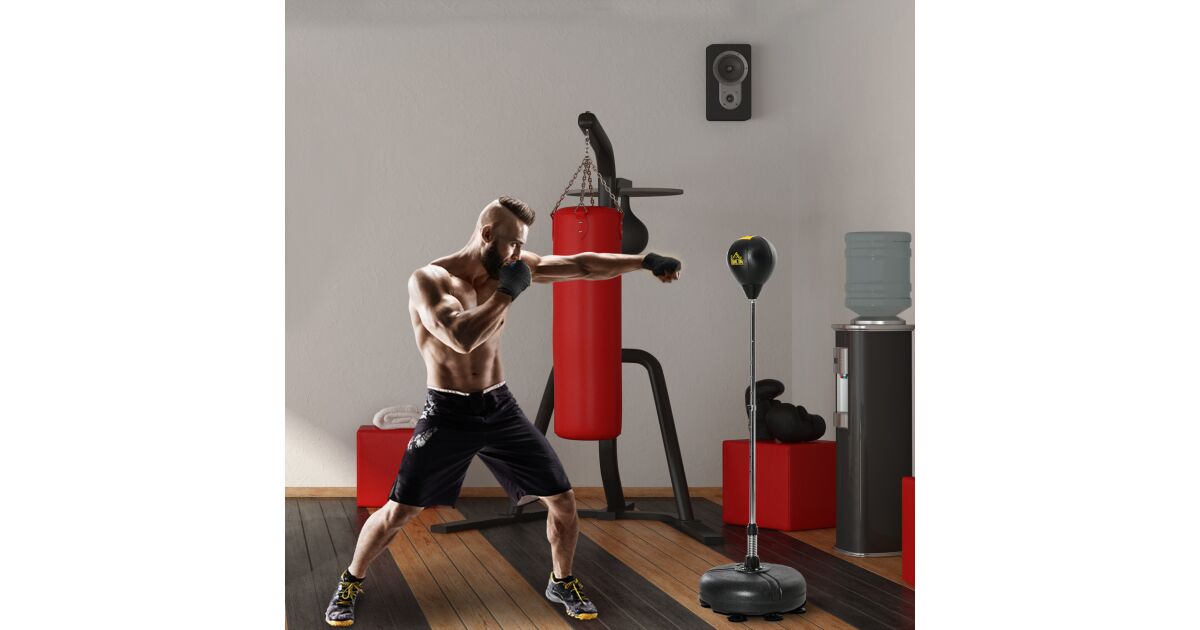 Sacco da Boxe Regolabile in Altezza con Supporto, Sacco