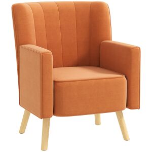 HOMCOM Modern Dekoratív Fotel Hornyolt és Ferde Háttámlával, , 70x76x92 cm, Barna 146606255 - Nappali bútor