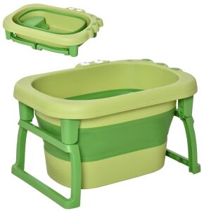 HOMCOM Vaschetta Bagnetto Pieghevole per Neonati e Bambini 0-6 Anni Verde 146607829 - Baie și îngrijire pentru bebeluși