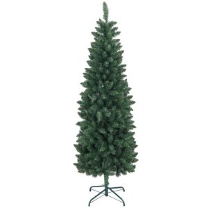 HOMCOM Brad Artificial de Crăciun cu 479 Ramuri, Brad de Crăciun Înalt și Îngust cu Bază Pliabilă, Ø65x180 cm, Verde 146607982 - Crăciun