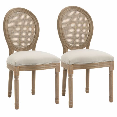 HOMCOM 2 db-os vintage étkezőszék szett perforált háttámlával 49x56x96cm fehér