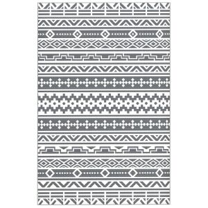 Outsunny Megfordítható Vízálló Kültéri Szőnyeg, Műanyag Szalma, 182x274 cm, Sötétszürke és Fehér 146609089 - Dekoráció