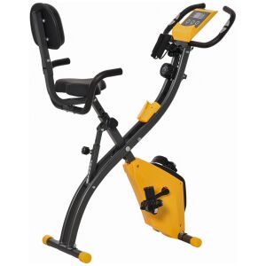 HOMCOM Bicicletă Pliabilă cu 8 Niveluri Rezistență și Corzi Elastice pentru Brațe, Galben 146609316 - Aparate și echipamente cardio
