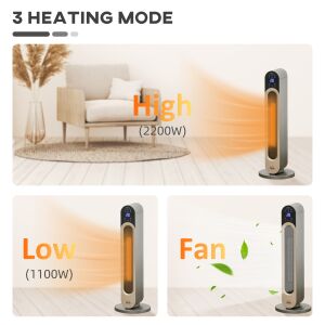 HOMCOM Stufetta Elettrica Oscillante 3 Modalità di Riscaldamento con Telecomando