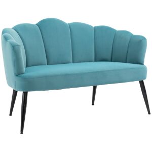 HOMCOM Canapea 132 cm pentru dormitor, mobilier modern din catifea, canapea mica tapitata pentru spatii mici, verde 146609850 - Canapele