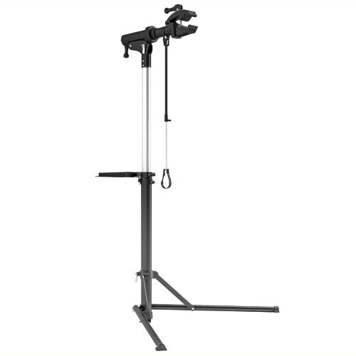 HOMCOM Kerékpárjavító Állvány Állítható Magassággal, 360°-ban Forgatható és Összecsukható, 82x106x107-160 cm, Fekete 146610016