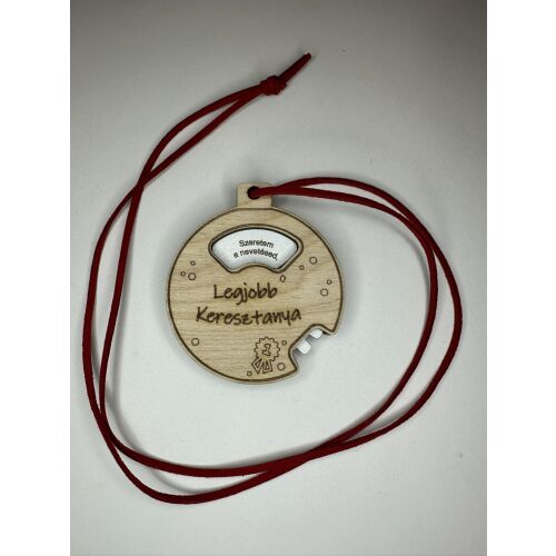 Legjobb Keresztanya – Gravírozott fa érem nyakpánttal 146610527