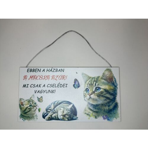 „A macska az úr!” – Függeszthető falitábla cicás mintával 146610548