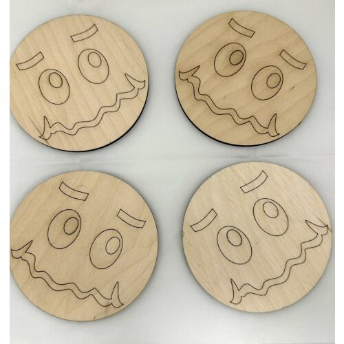 Lézervágott fa poháralátét - mókás arc dizájn 146610601